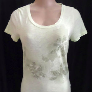 J. CREW BRIGHT YELLOW SEQUINED FLORAL CASUAL COTTON TOP SIZE: S